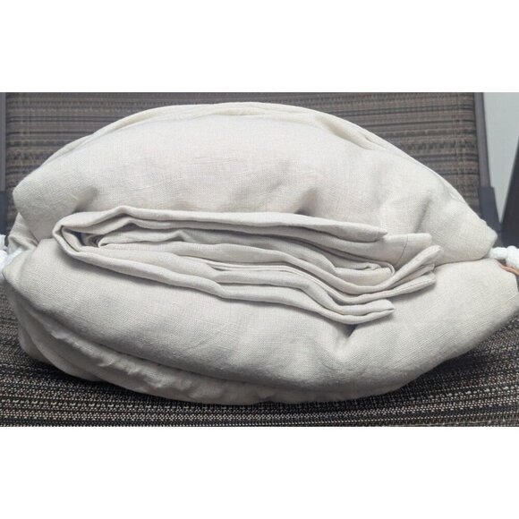 Quince European 100% Linen Duvet Cover 3PC Set SAND Full/Queen -NEW- - Picture 3 of 6